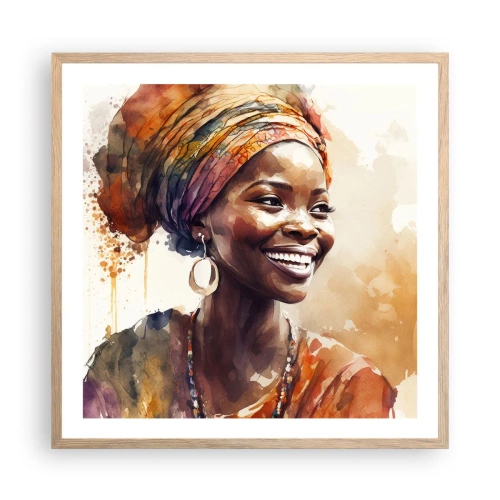 Affiche dans un chêne clair - Poster - reine africaine - 60x60 cm