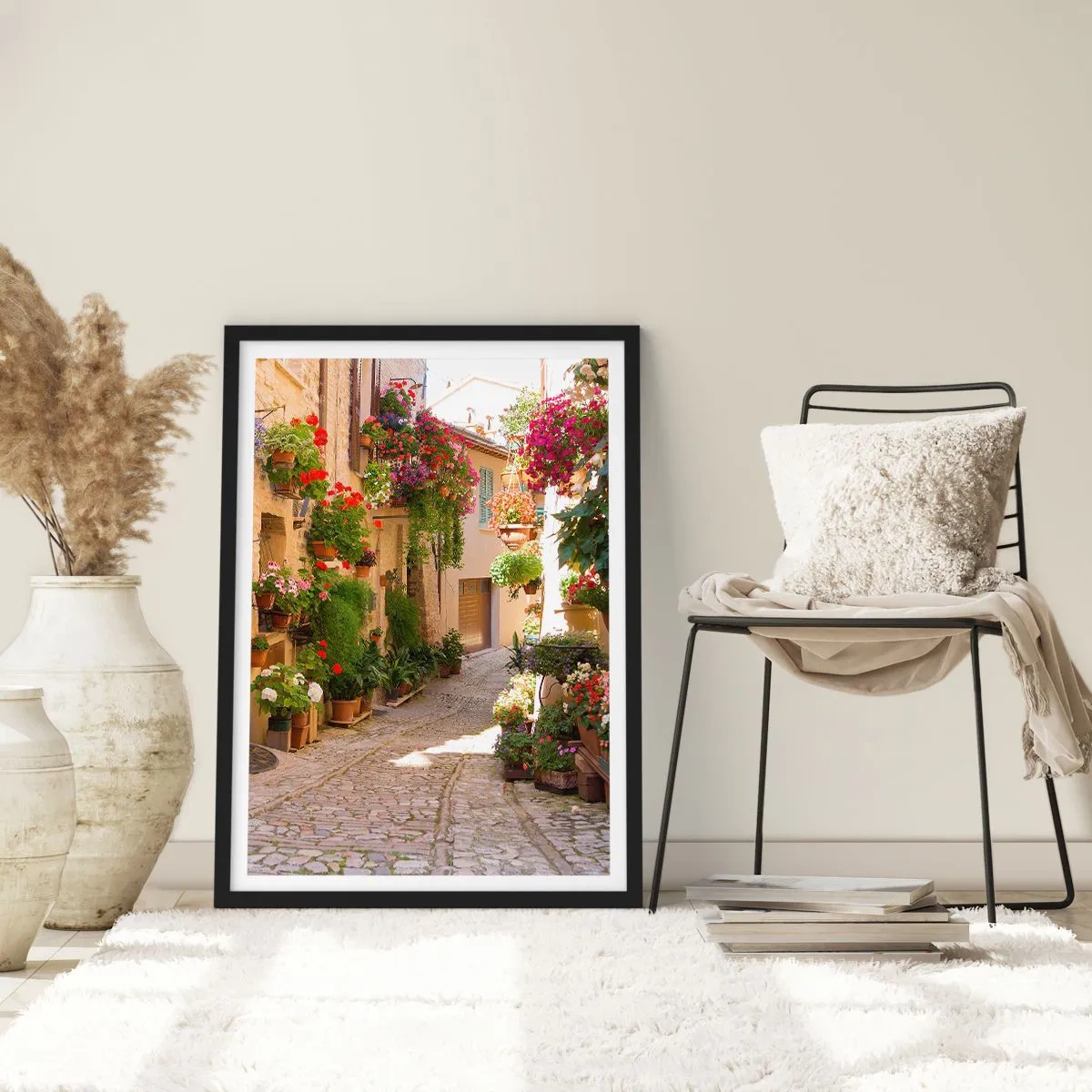 Affiche dans un cadre noir - Poster - Une inondation de fleurs  - 61x91 cm