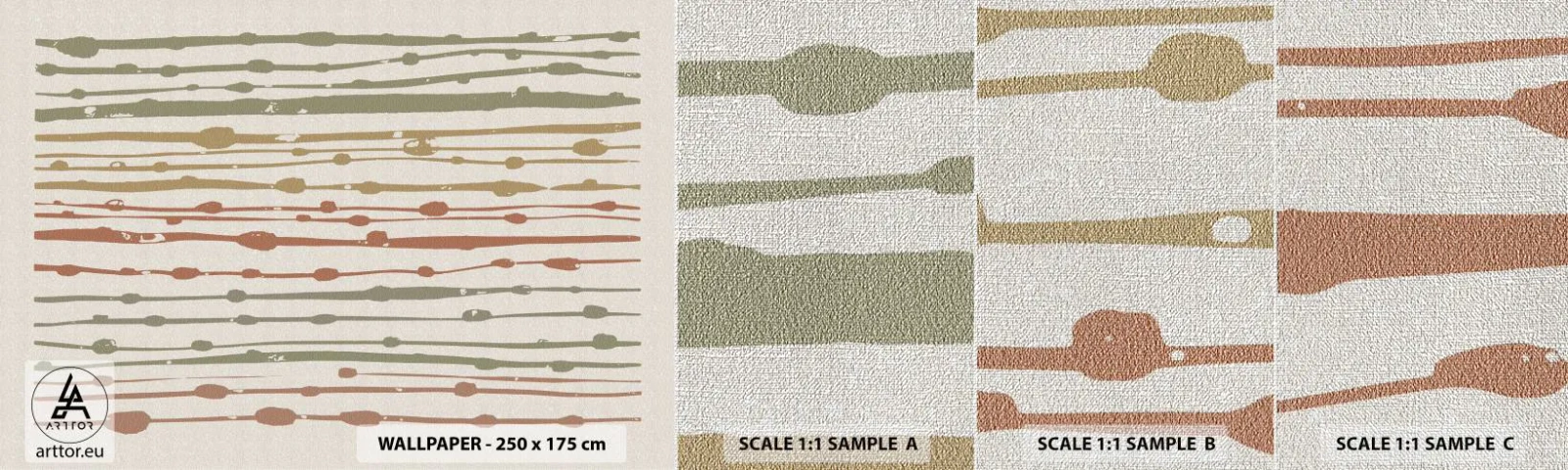 Échantillon de Papier Peint Premium Canvas - Notation musicale des couleurs - Minimalisme, Pastel, Morceau - 100x30 cm