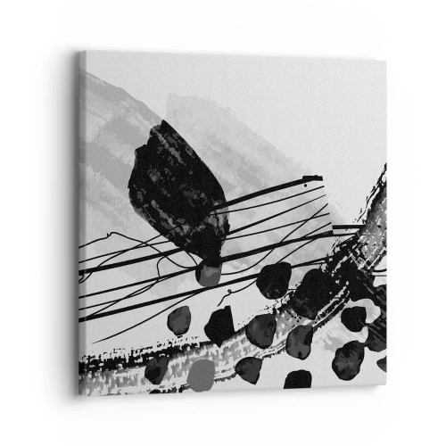 Impression sur toile - Image sur toile - Abstraction organique noir et blanc - 30x30 cm