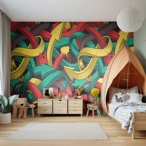 Papier Peint Photo Premium Sand - Flèches colorées enchevêtrées dans un arrangement dynamique - 100x70cm - Quel chemin vers le but ? - Décoration murale moderne pour le salon et la chambre ARTTOR