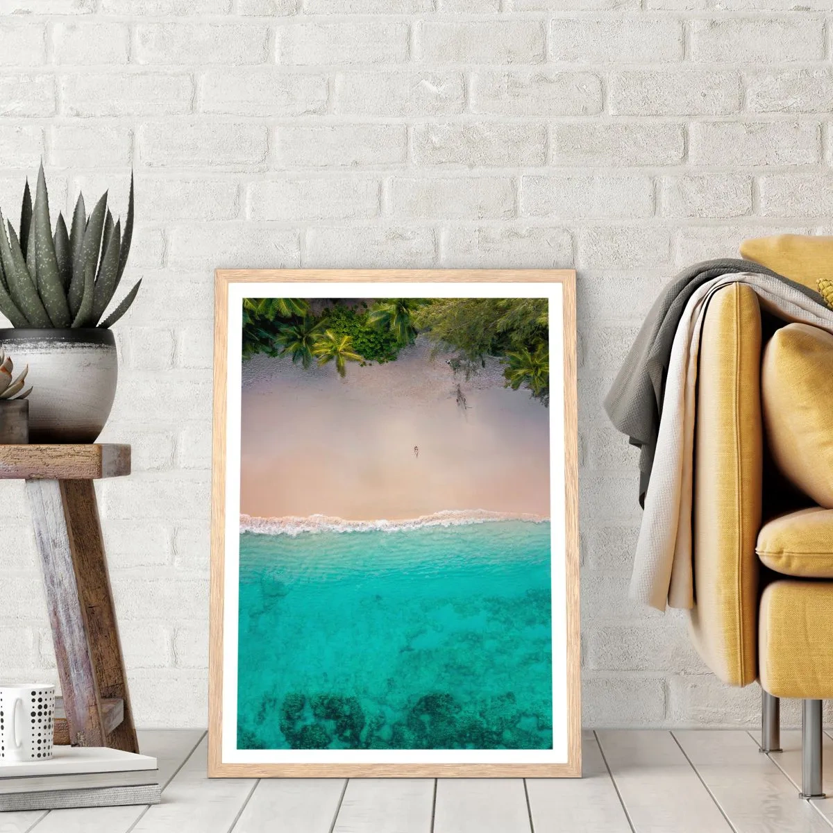 Affiche dans un chêne clair - Poster - Plage paradisiaque - 50x70 cm