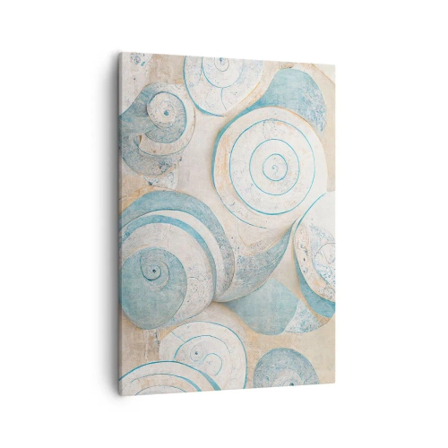 Impression sur toile - Image sur toile - Coquillages abstraits aux tons pastel - 50x70cm - Que cache la coque ? - Décoration murale moderne pour le salon et la chambre ARTTOR