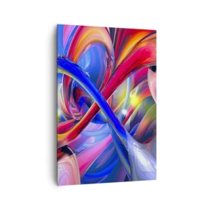 Impression sur toile - Image sur toile - Compositions géométriques abstraites et colorées aux formes dynamiques - 70x100cm - La danse des nuances - Décoration murale moderne pour le salon et la chambre ARTTOR