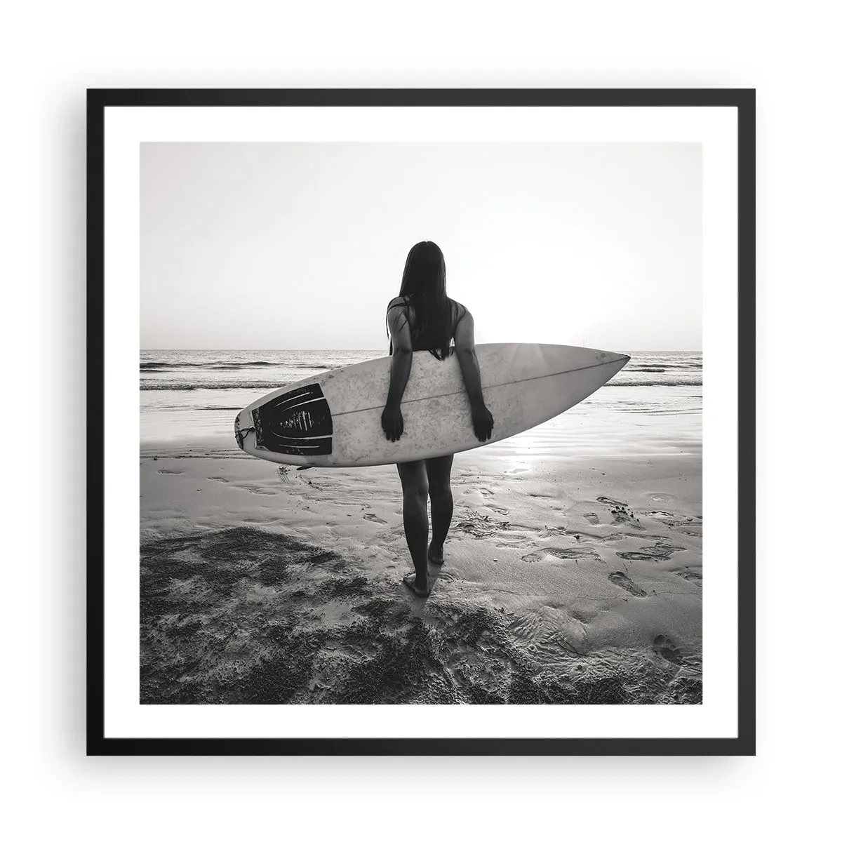 Affiche dans un cadre noir - Poster - Fille des vagues de la mer - 60x60 cm