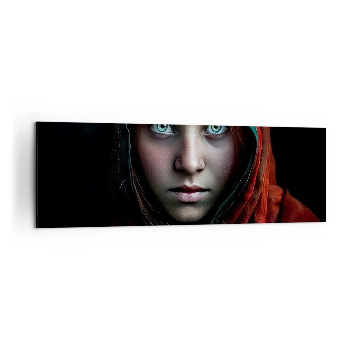 Impression sur toile - Image sur toile - Portrait d'une femme au regard intense aux couleurs chaudes - 160x50cm - Princesse orientale - Décoration murale moderne pour le salon et la chambre ARTTOR