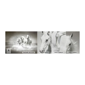 Échantillon de Papier Peint Premium Sand - La folie blanche - Animaux, Les chevaux, Nature - 100x30 cm