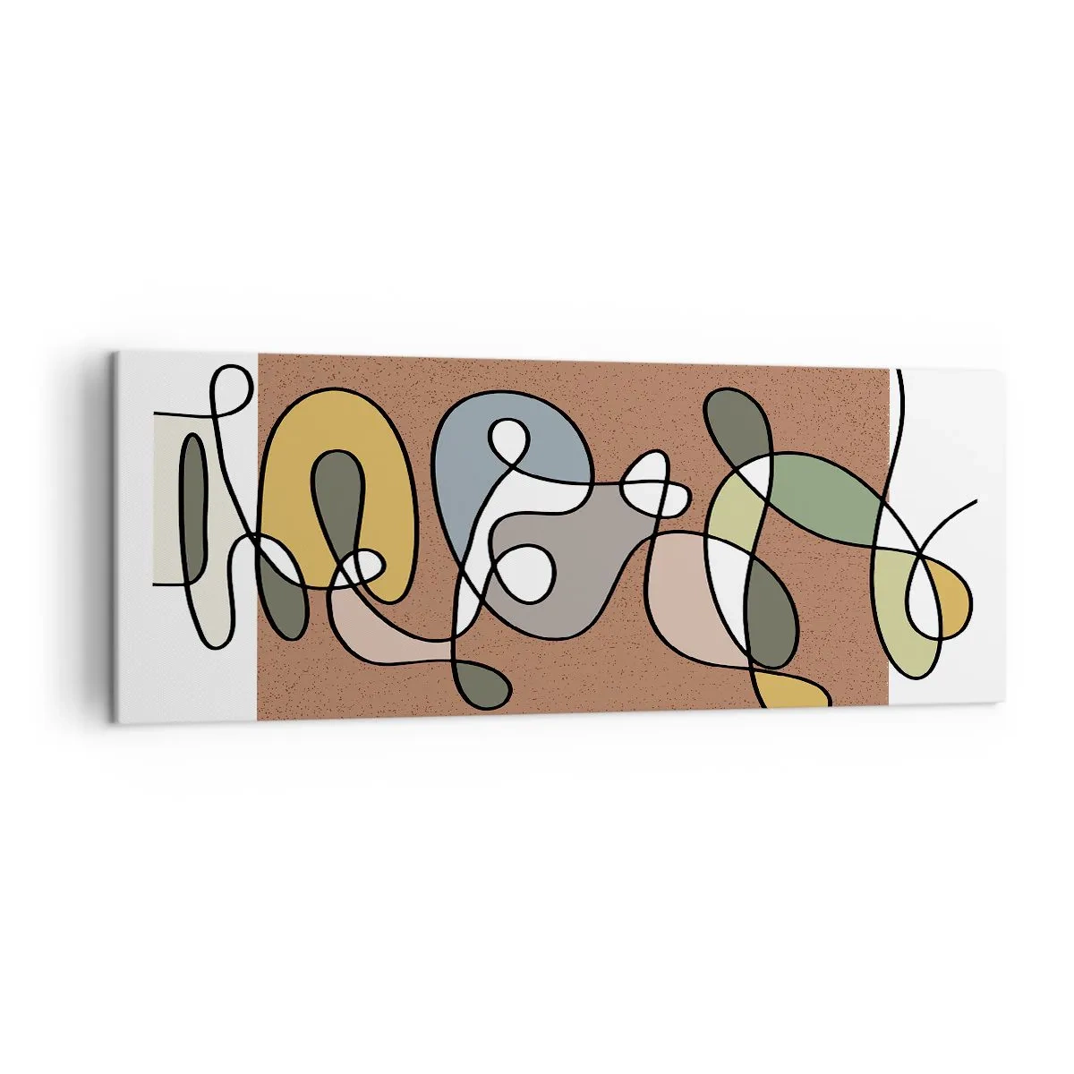 Impression sur toile - Image sur toile - Abstraction colorée avec des taches et des lignes - 140x50cm - Une abstraction qui mérite le sourire - Décoration murale moderne pour le salon et la chambre ARTTOR