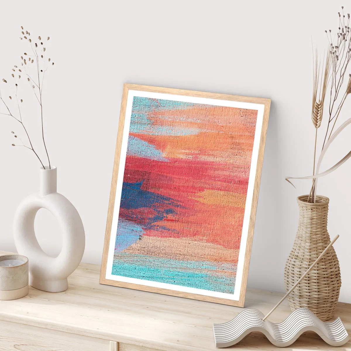 Affiche dans un chêne clair - Poster - Ecoulement de l'arc-en ciel - 30x40 cm