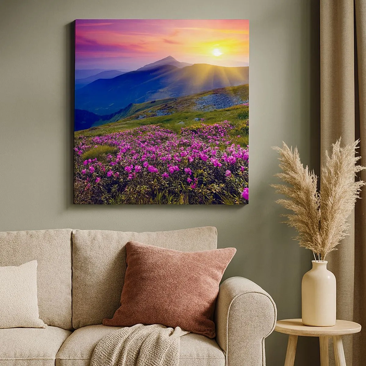 Impression sur toile - Image sur toile - … Et autour, ça sent le pin des montagnes et l'odeur de la prairie - 30x30 cm