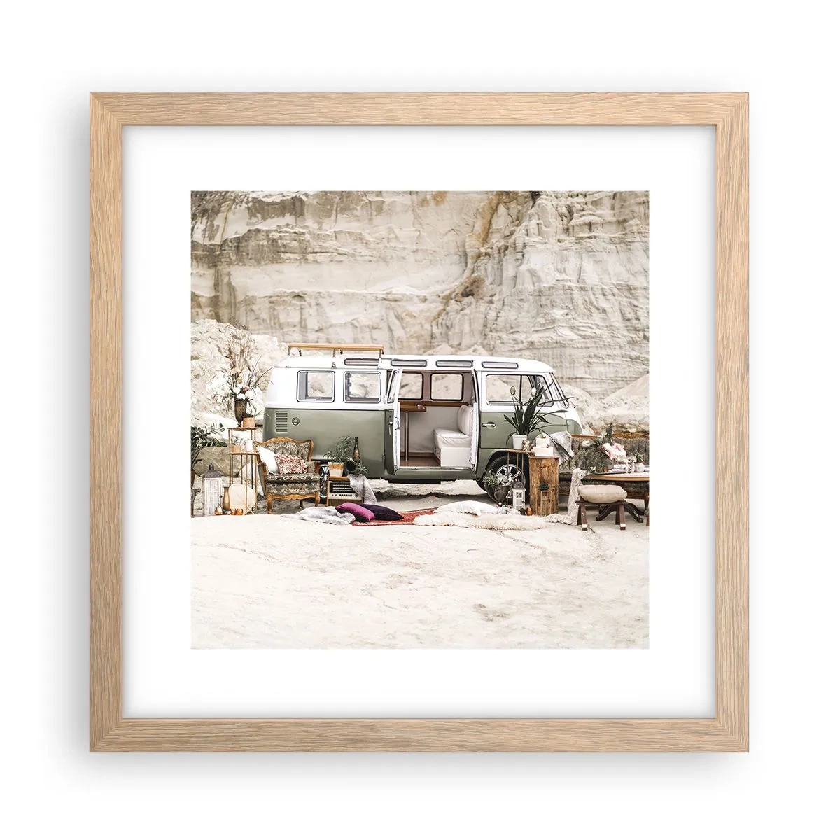 Affiche dans un chêne clair - Poster - Il est temps de commencer le voyage - 30x30 cm