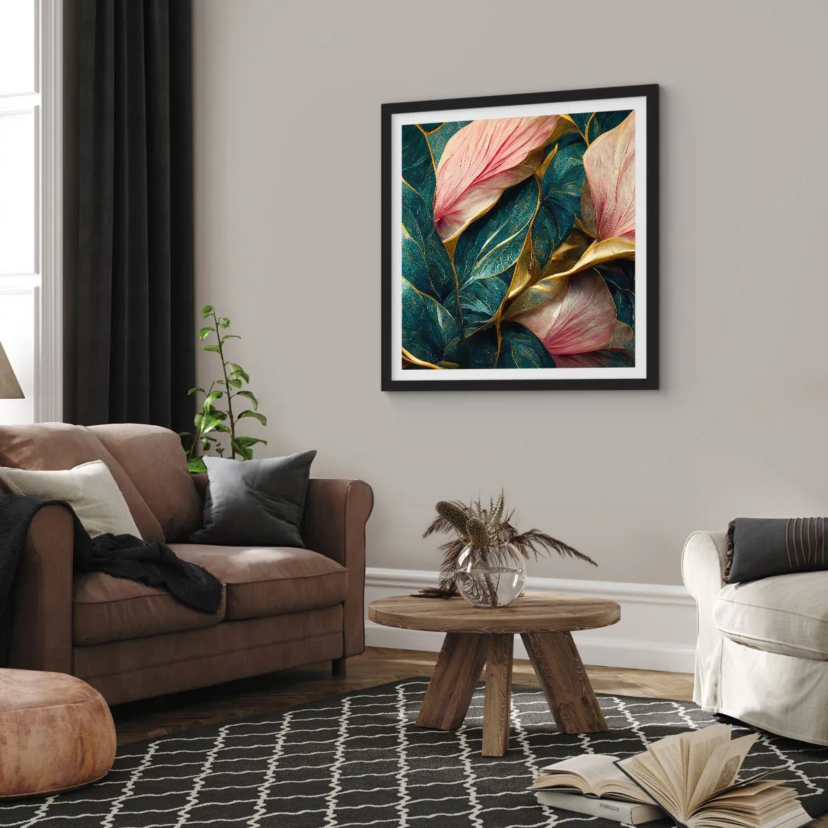 Affiche dans un cadre noir - Poster - Élégance et style naturels - 50x50 cm