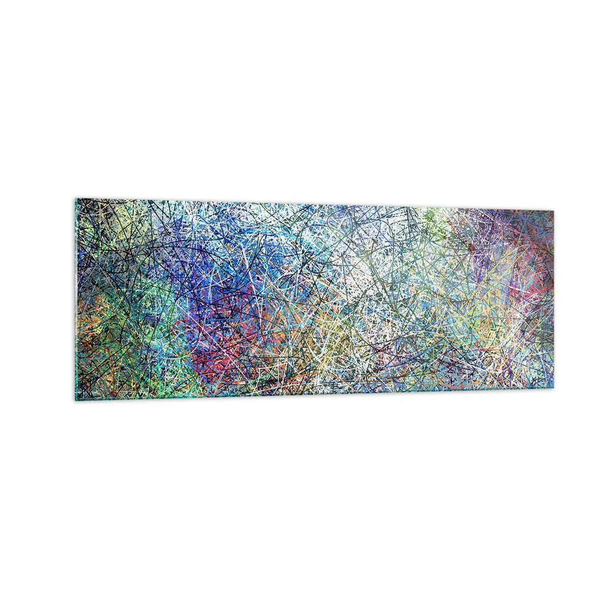 Impression sur verre - Image sur verre - Composition abstraite avec des lignes et des textures multicolores - 140x50cm - Ce n'est pas si simple - Décoration murale moderne pour le salon et la chambre ARTTOR