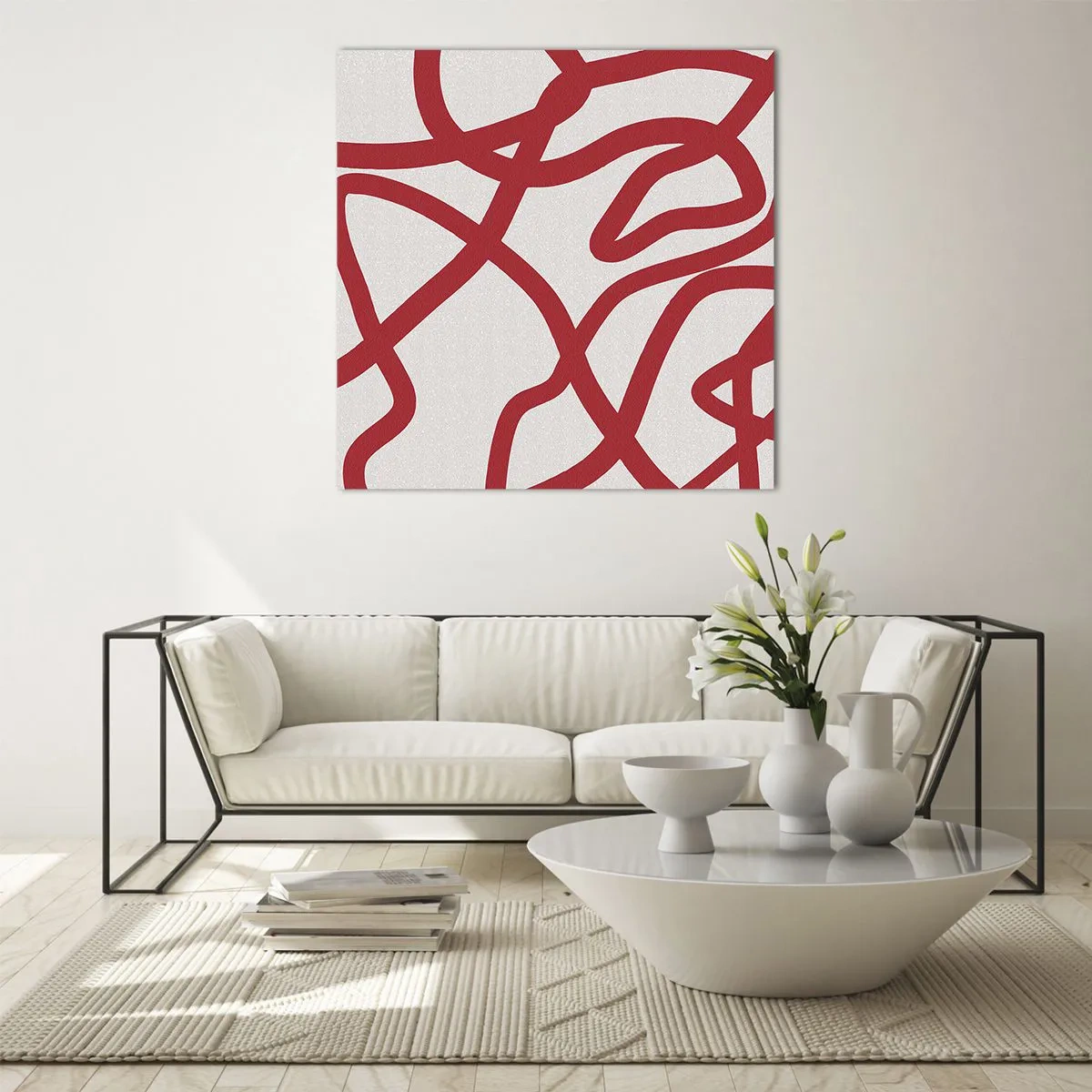 Impression sur verre - Image sur verre - Rouge sur blanc - 40x40 cm