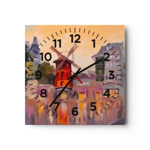 Horloge murale - Pendule murale - Icones parisiennes – le Moulin rouge - 30x30 cm