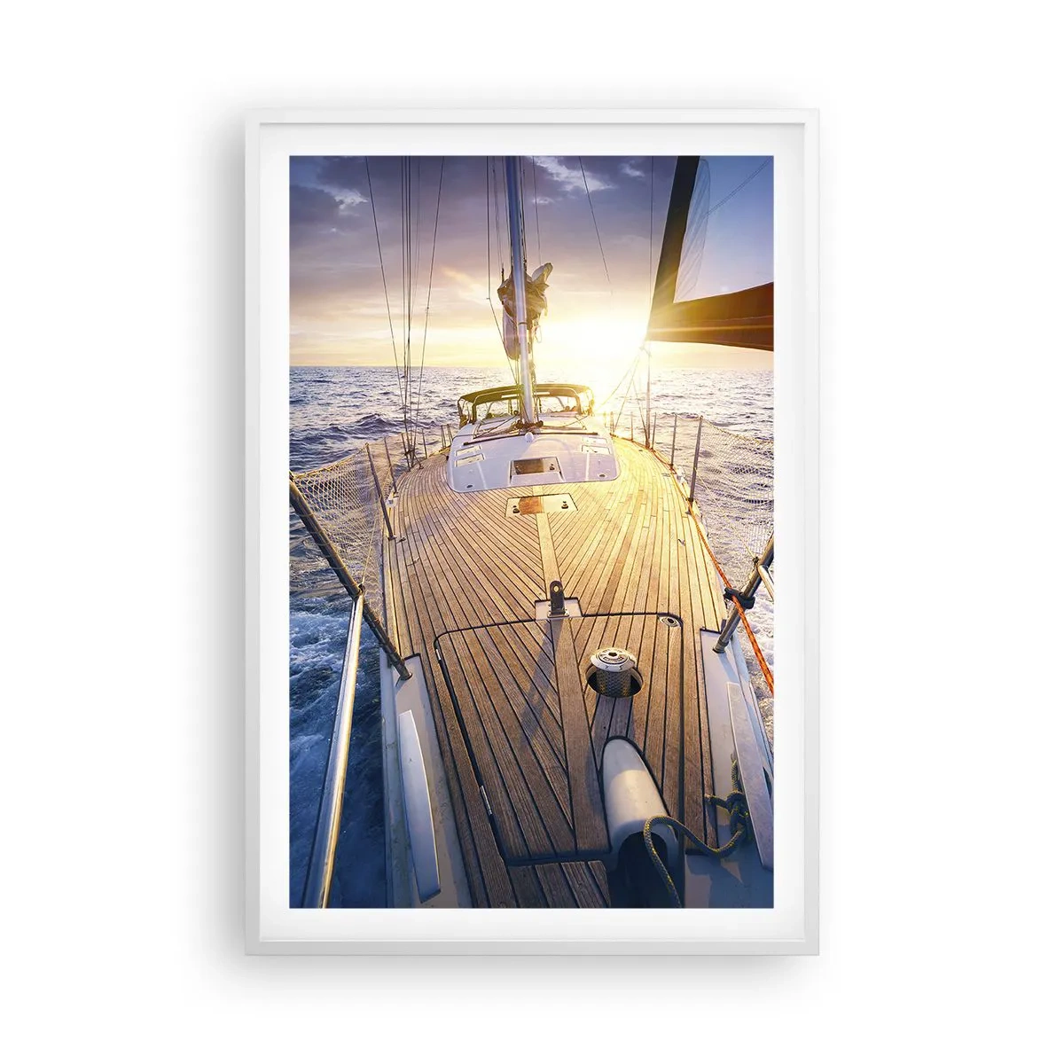 Affiche dans un cadre blanc - Poster - Courir sur les vagues - 61x91 cm