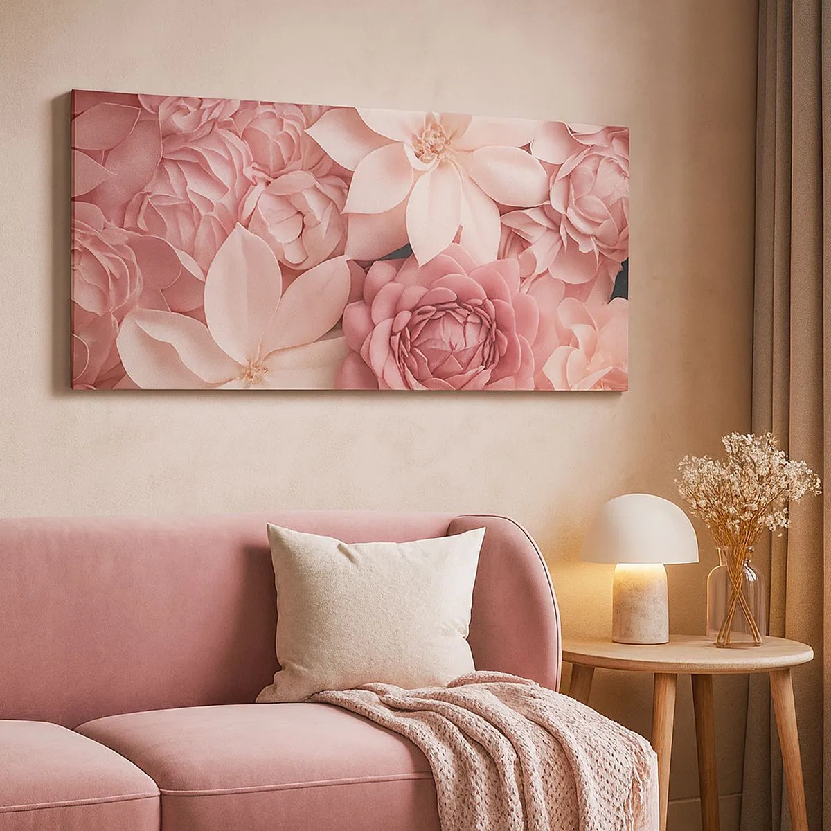 Impression sur toile - Image sur toile - Dans les pétales roses - 100x40 cm