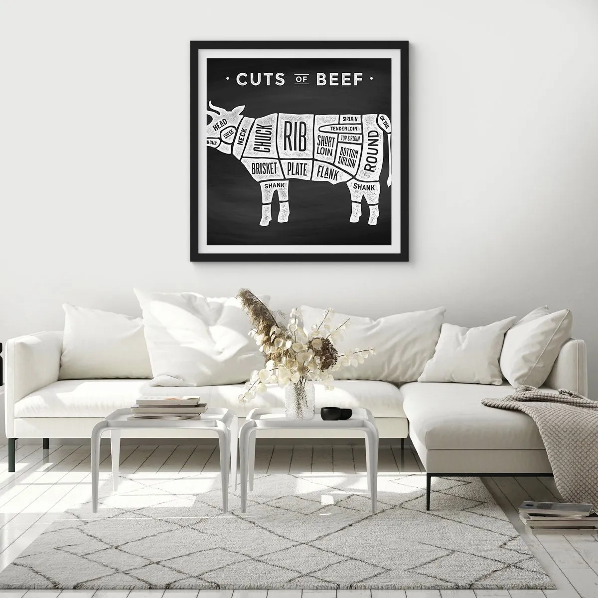 Affiche dans un cadre noir - Poster - L'art de la découpe - 50x50 cm