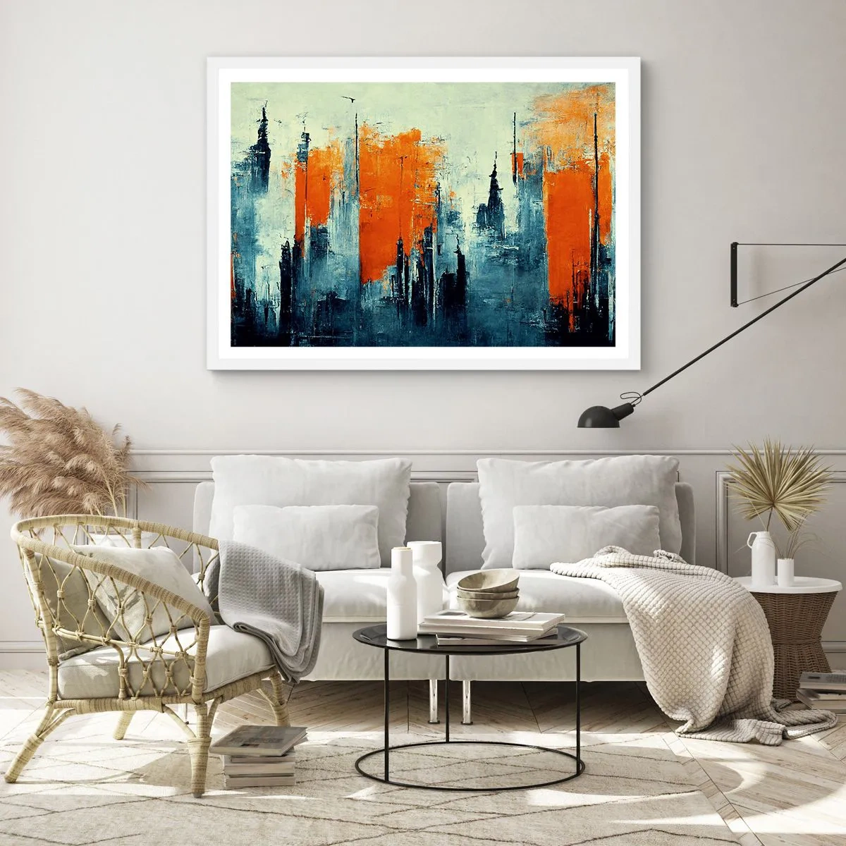 Affiche dans un cadre blanc - Poster - Paysage moderne - 70x50 cm