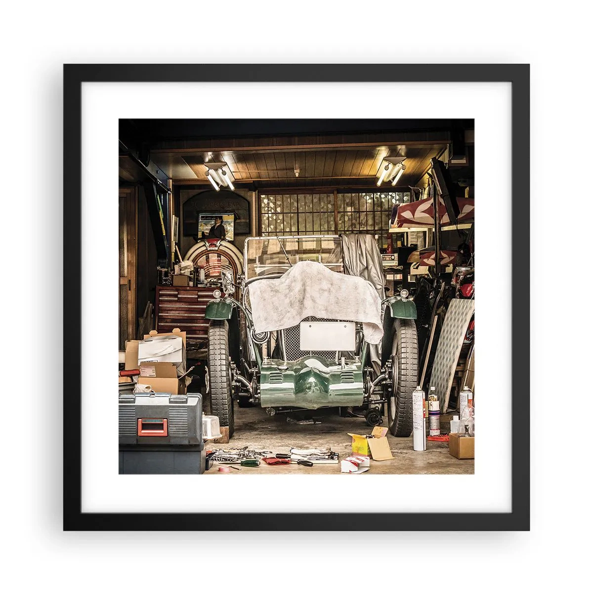 Affiche dans un cadre noir - Poster - Retour vers le passé - 40x40 cm