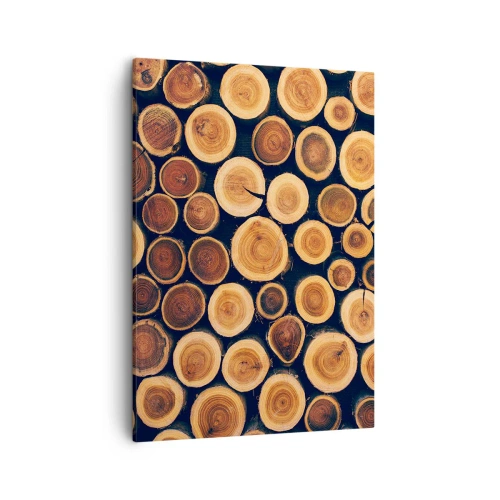 Impression sur toile - Image sur toile - Modèle réalisé à partir de sections transversales de bûches de bois - 50x70cm - Quel âge je semble avoir ? - Décoration murale moderne pour le salon et la chambre ARTTOR