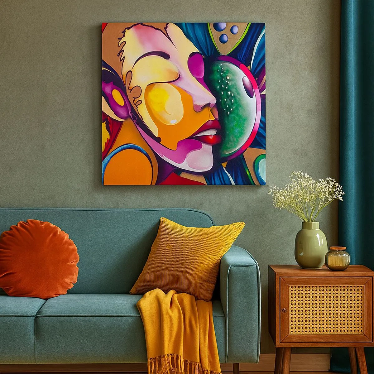 Impression sur toile - Image sur toile - Toucher avec la couleur - 30x30 cm