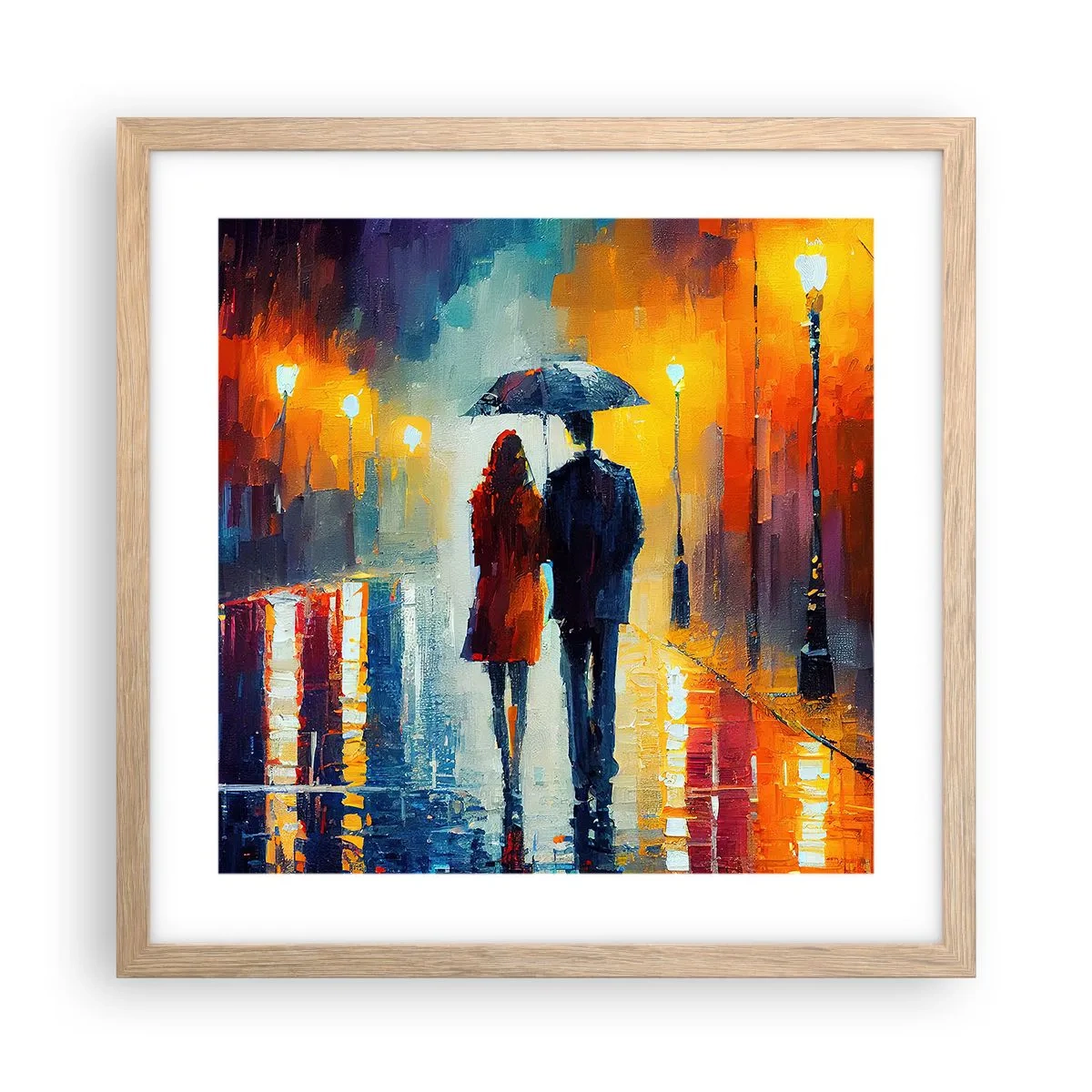 Affiche dans un chêne clair - Poster - Ensemble – une nuit colorée - 40x40 cm