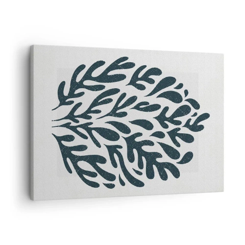 Impression sur toile - Image sur toile - Motif de feuille abstrait sombre sur fond clair - 70x50cm - Formes de la nature - Décoration murale moderne pour le salon et la chambre ARTTOR