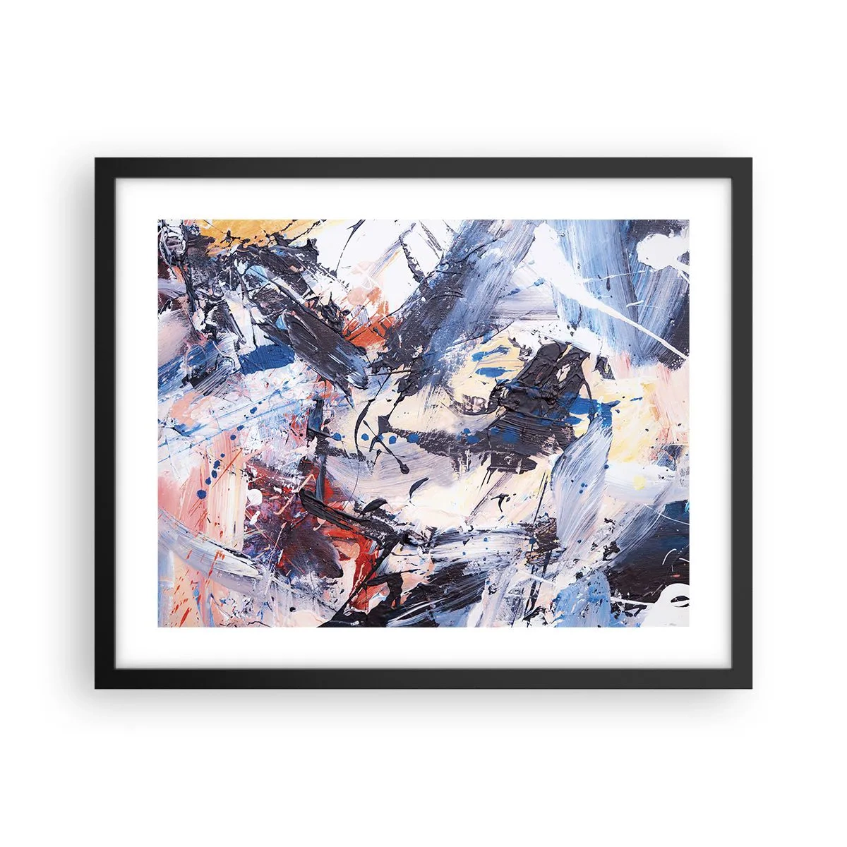 Affiche dans un cadre noir - Poster - La danse folle de l'abstrait - 50x40 cm
