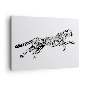Impression sur toile - Image sur toile - Graphique minimaliste d'un guépard en mouvement - 70x50cm - Le plus rapide sur Terre - Décoration murale moderne pour le salon et la chambre ARTTOR