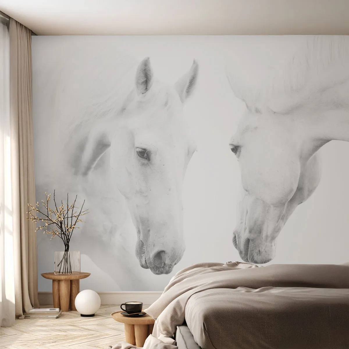 Papier Peint Photo Premium Canvas - Serait-ce de l’amitié? - Les chevaux, Nature, Animaux - 250x175 cm