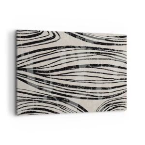 Impression sur toile - Image sur toile - Vagues abstraites dans des tons noirs et blancs - 120x80cm - Ligne de marécage - Décoration murale moderne pour le salon et la chambre ARTTOR
