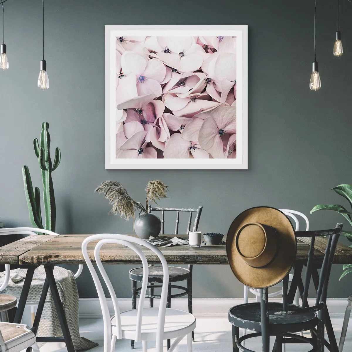 Affiche dans un cadre blanc - Poster - Dans un flot de fleurs - 50x50 cm