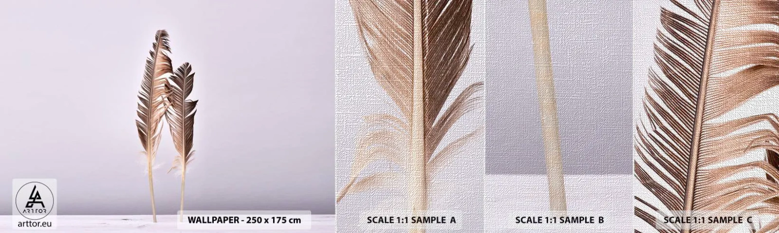 Échantillon de Papier Peint Premium Canvas - Face au néant - Plume d'oiseau, Morceau, Graphique - 100x30 cm