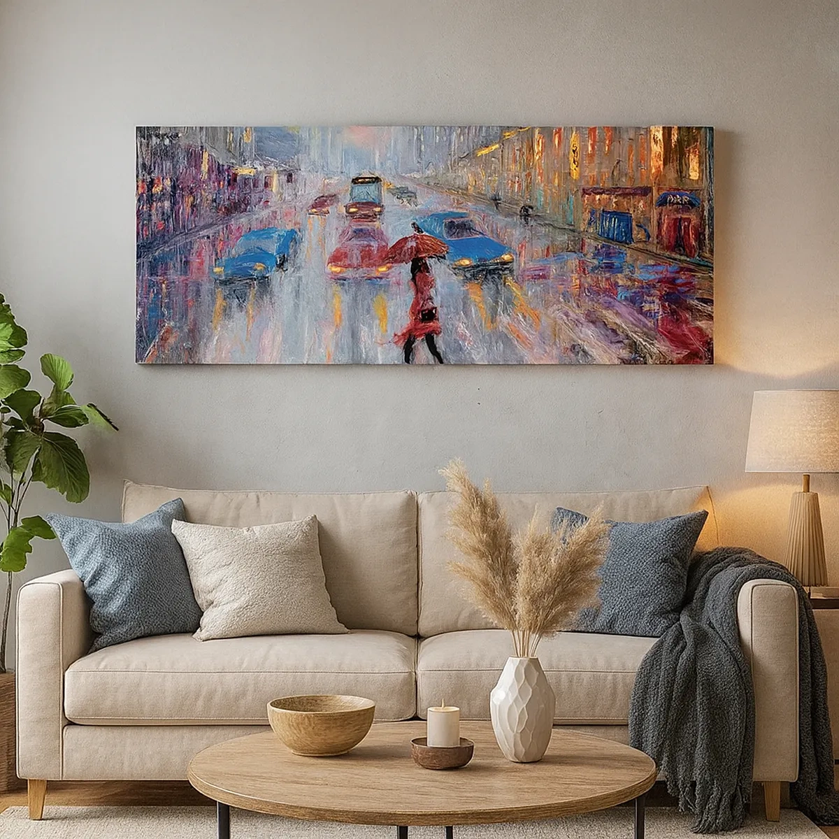 Impression sur toile - Image sur toile - Après-midi pluvieux en ville - 30x30 cm