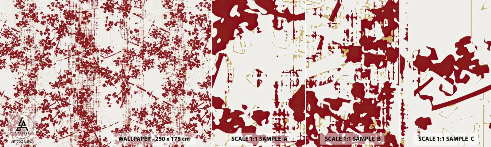 Échantillon de Papier Peint Autocollant Deluxe Sticker - Comme un calicot ancien - Vieilli, Modèle, Fleurs - 100x30 cm