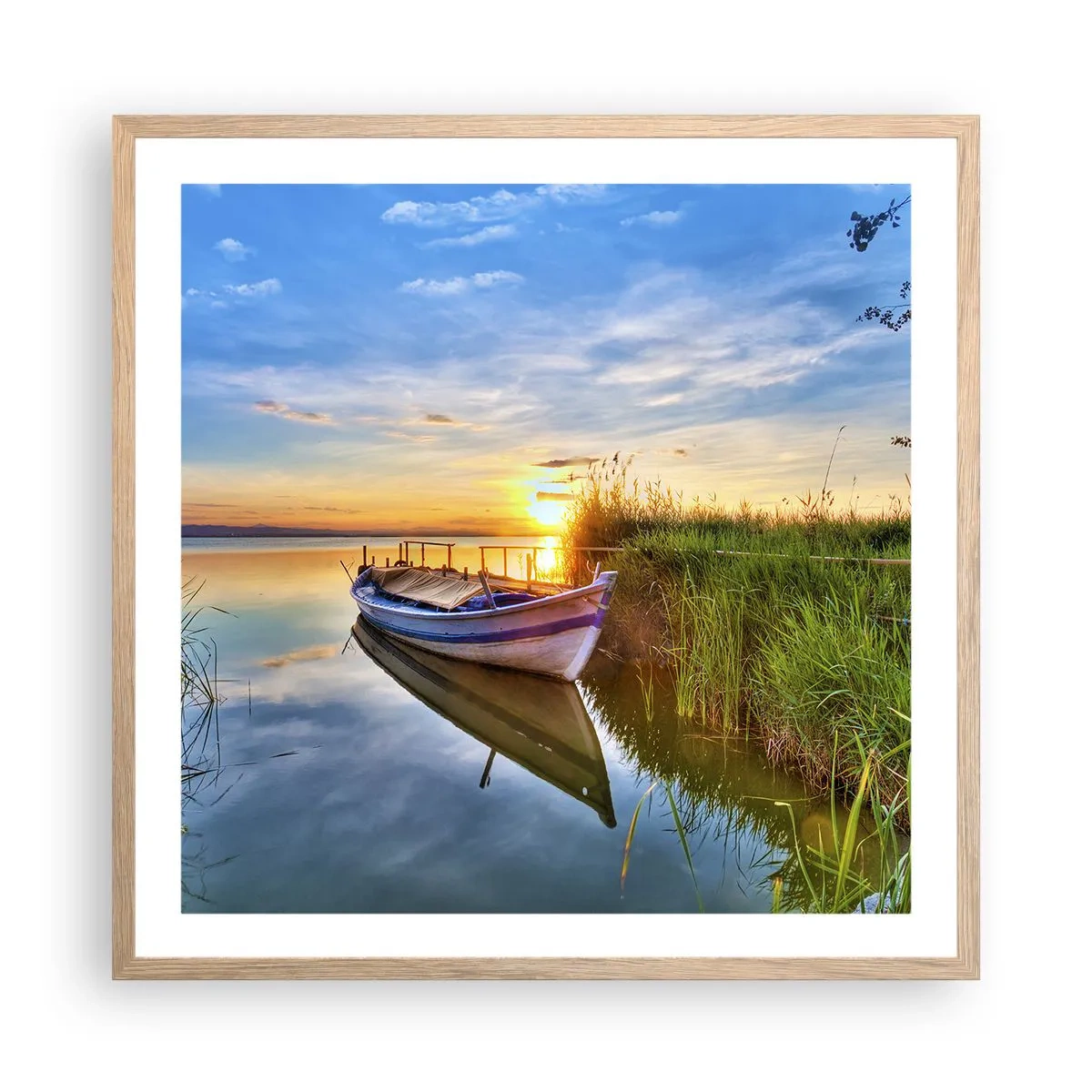 Affiche dans un chêne clair - Poster - La crique où les rêves deviennent réalité - 60x60 cm