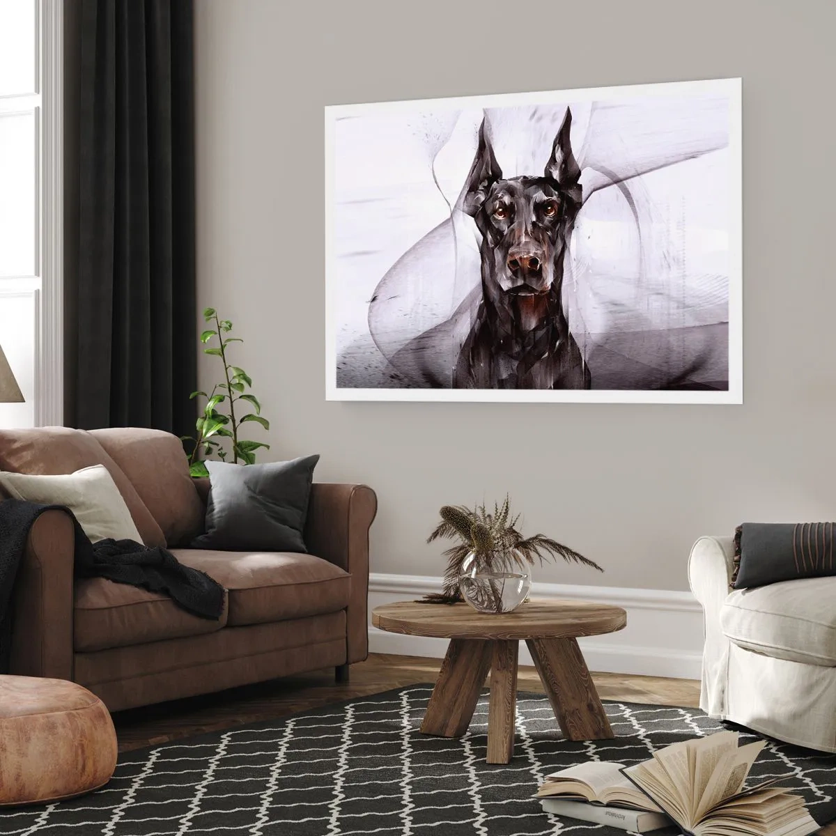 Affiche - Poster - Portrait abstrait d'un chien dans une démarche artistique - 100x70cm - Né noble - Décoration murale moderne pour le salon et la chambre ARTTOR