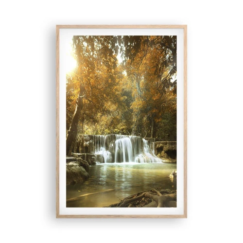 Affiche dans un chêne clair - Poster - Cascade du parc - 61x91 cm