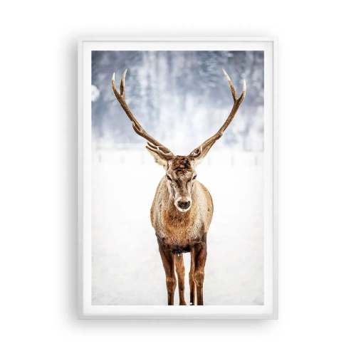 Affiche dans un cadre blanc - Poster - Directement du brouillard enneigé - 70x100 cm