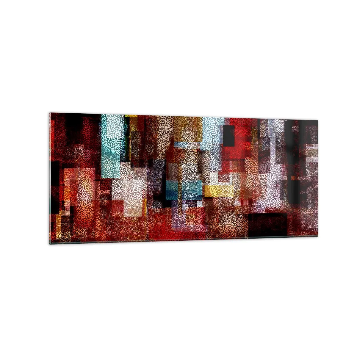 Impression sur verre - Image sur verre - Abstraction géométrique dans des tons intenses de rouge - 120x50cm - Mélange de confusions - Décoration murale moderne pour le salon et la chambre ARTTOR