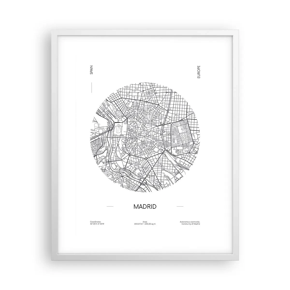 Affiche dans un cadre blanc - Poster - Anatomie de Madrid - 40x50 cm
