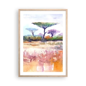 Affiche dans un chêne clair - Poster - Couleurs de savane - 50x70 cm