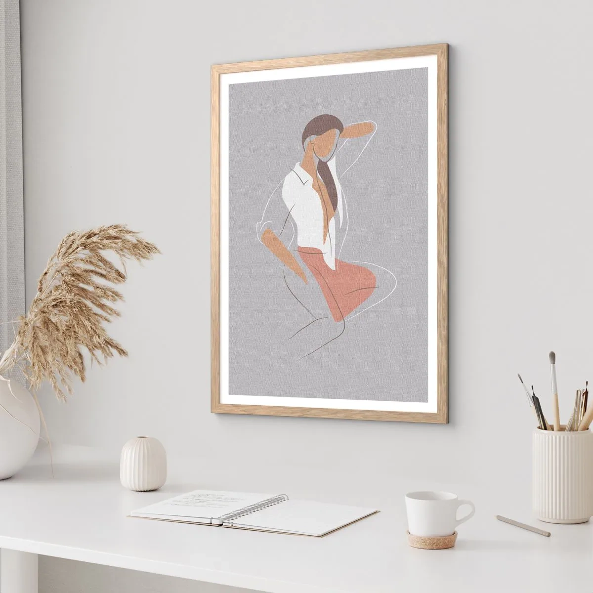 Affiche dans un chêne clair - Poster - Contour gracieux - 61x91 cm