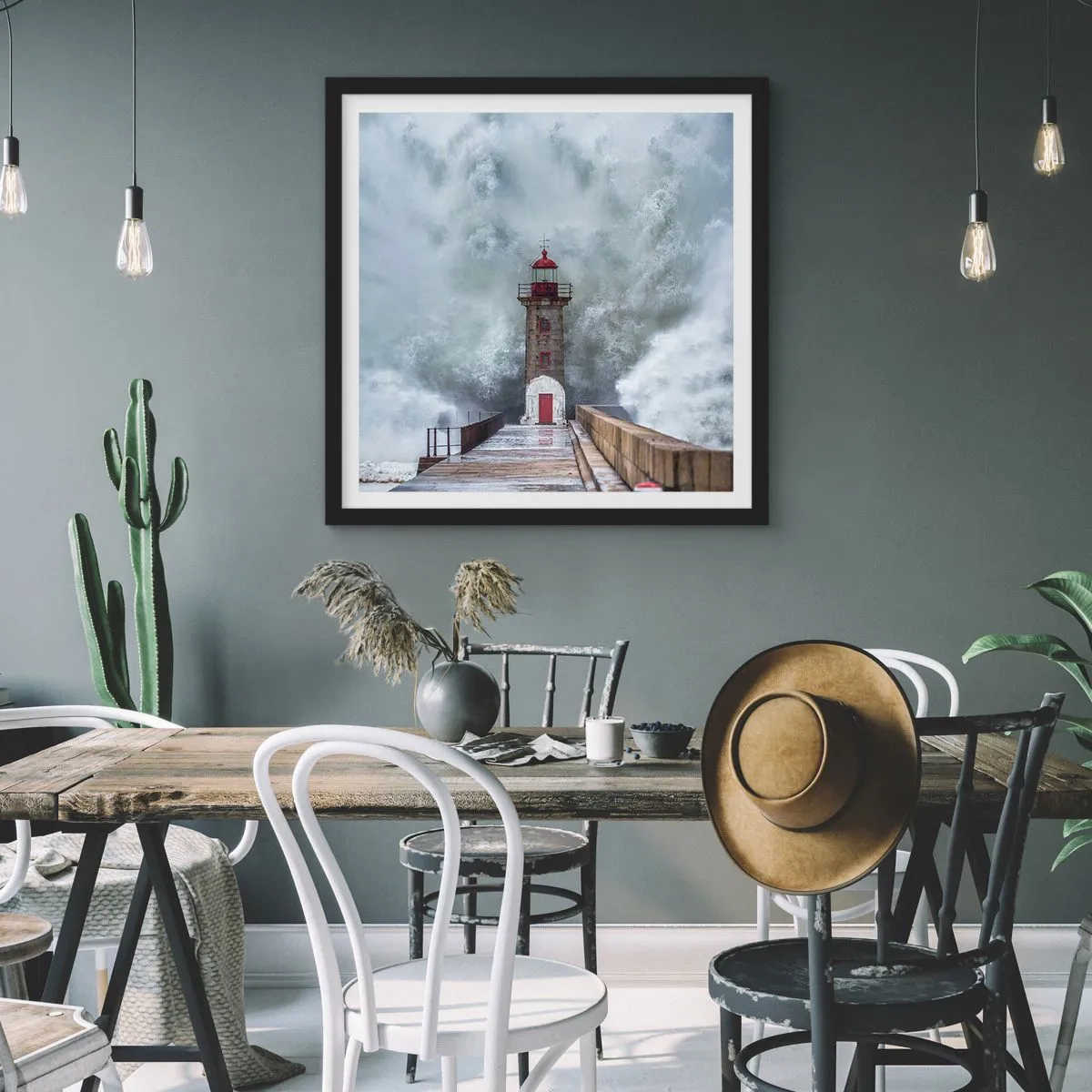 Affiche dans un cadre noir - Poster - Le rugissement des eaux, le bruit soufflera - 30x30 cm