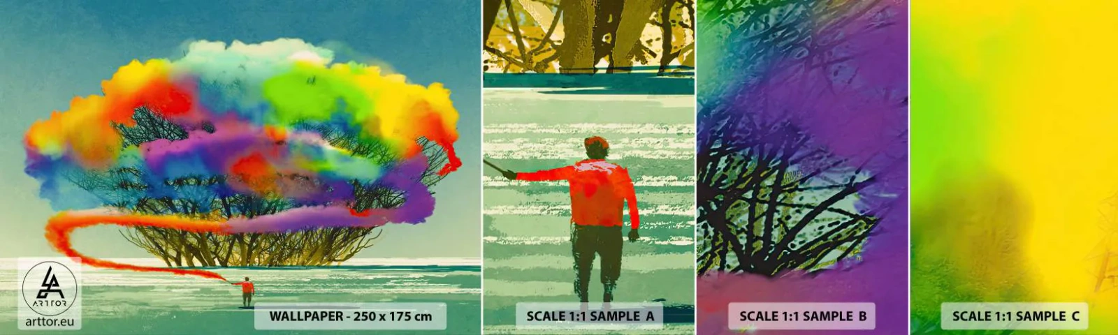 Échantillon De Papier Peint Standard Eco - Donner vie à ce monde - Abstraction, Homme, Modèle moderne - 100x30 cm