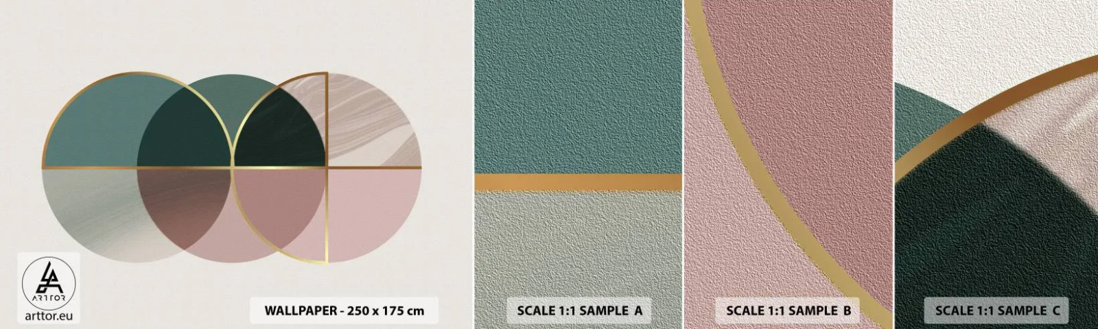 Échantillon de Papier Peint Autocollant Deluxe Sticker - Cercles après cercles - Abstraction, Morceau, Modèle moderne - 100x30 cm