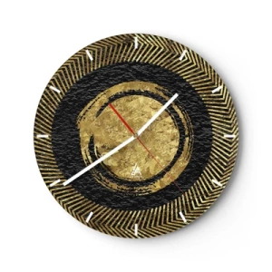 Horloge murale - Pendule murale - Motifs géométriques dorés sur fond noir dans un style glamour - 30x30cm - Composition glamour - Décoration murale moderne pour le salon, la cuisine et la chambre ARTTOR