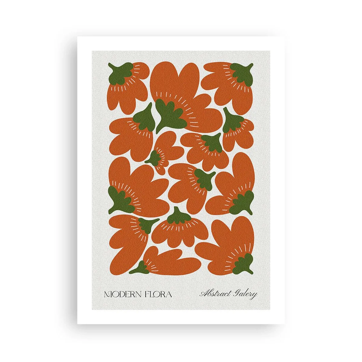 Affiche - Poster - Fleurs orange abstraites sur fond clair - 50x70cm - La vie des fleurs - Décoration murale moderne pour le salon et la chambre ARTTOR