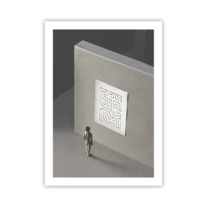 Affiche - Poster - Une figure devant un labyrinthe minimaliste - 50x70cm - Mais où suis-je? - Décoration murale moderne pour le salon et la chambre ARTTOR